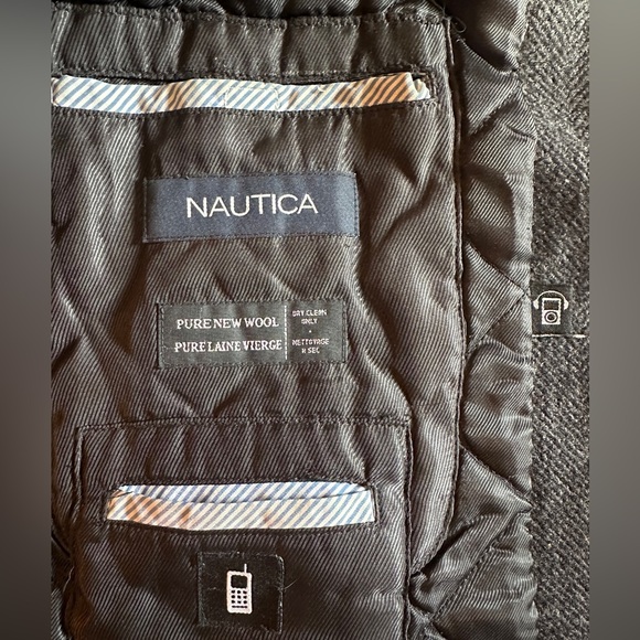 Nautical Herringbone Grey Wool Coat - Picture 5 of 6